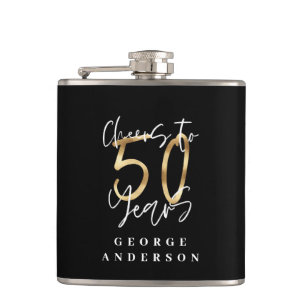 50 Jahre modernes Schwarz und Gold Flachmann