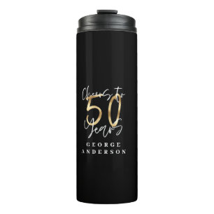 50 Jahre modernes Schwarz und Gold Thermosbecher