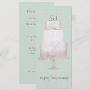 50 Jahre Party Custom Cake Green Linen Einladung