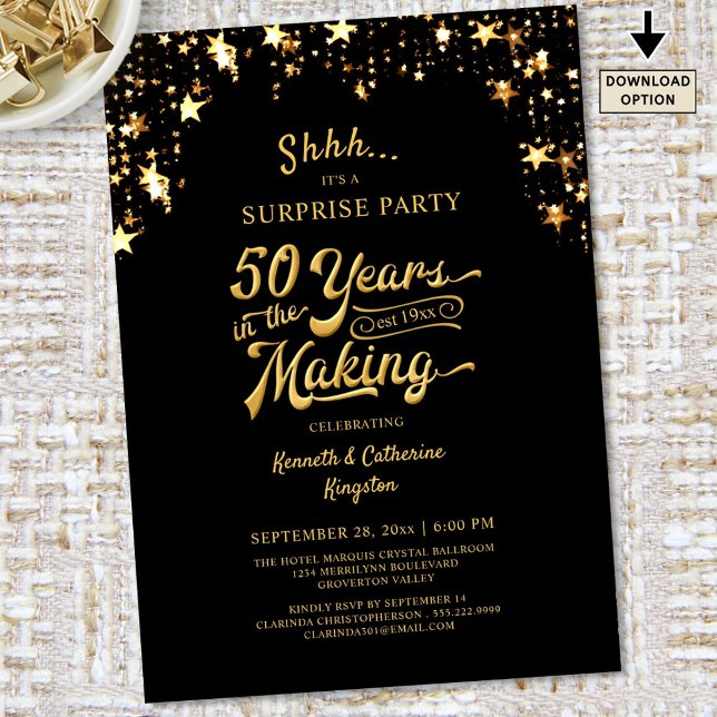 50 Jahre Party Gold Stars Einladung (Von Creator hochgeladen)