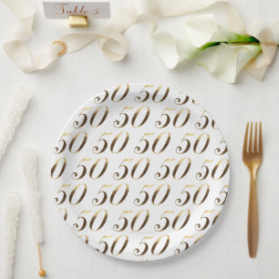 50 Jahre Party Nummer 50 Muster Elegant Pappteller
