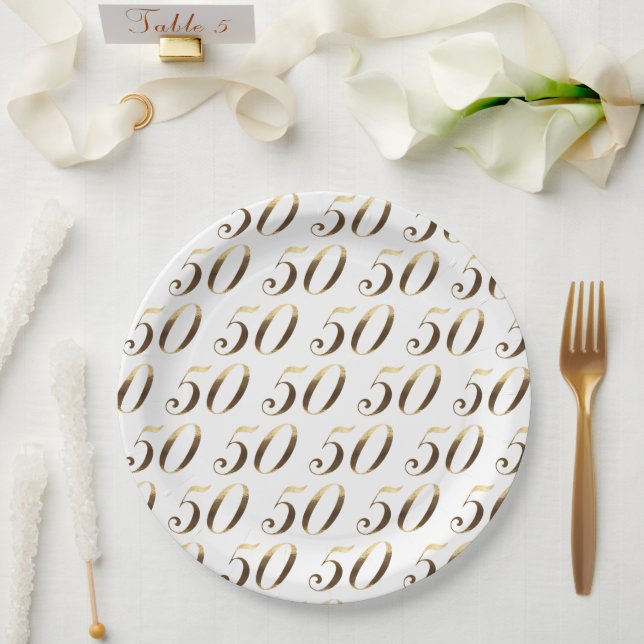 50 Jahre Party Nummer 50 Muster Elegant Pappteller (Hochzeit)