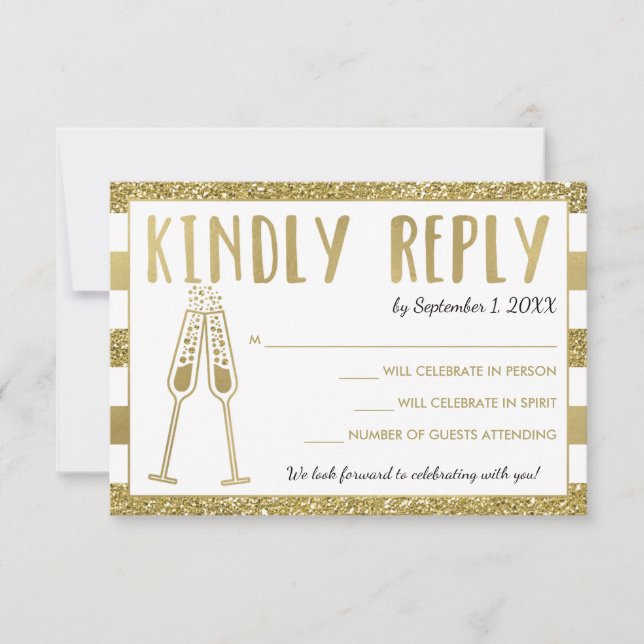 50 Jahre Party RSVP Card, Imitate Gold Einladung (Vorderseite)