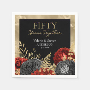 50 Jahre Red Black Gold Floral Serviette