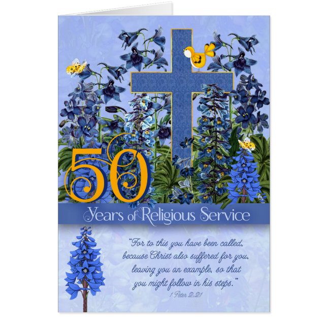 50 Jahre religiöser Dienst Larkspur-Schrift (Vorne)