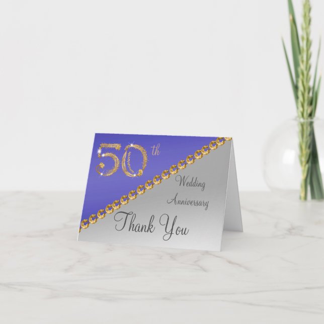 50 Jahre Silver & Gold, Blue Vielen Dank Dankeskarte (Vorderseite)