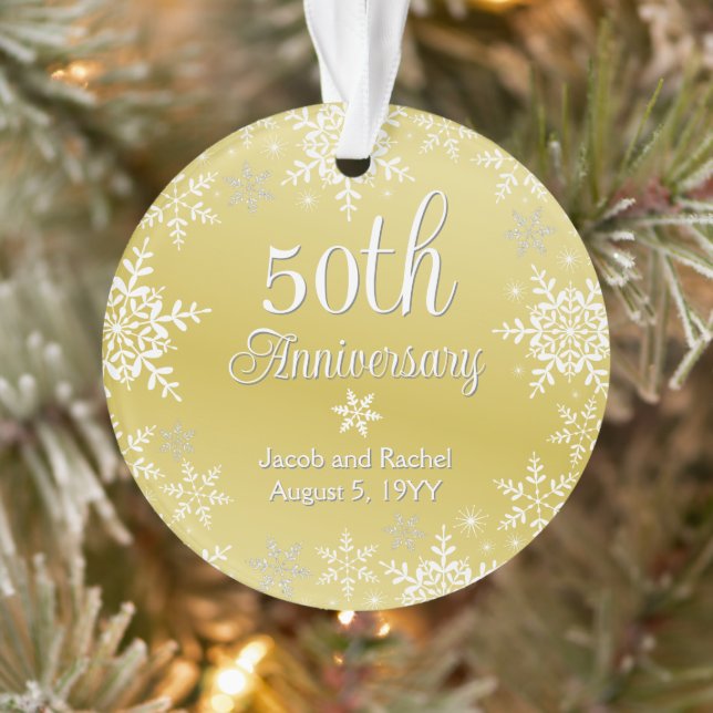 50 Jahre Snowflakes Custom Gold Wedding Ornament (Baum)