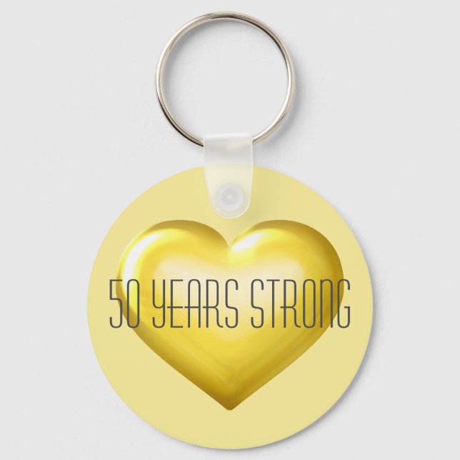 50 Jahre starkes Goldenes Herz Schlüsselanhänger (Vorderseite)