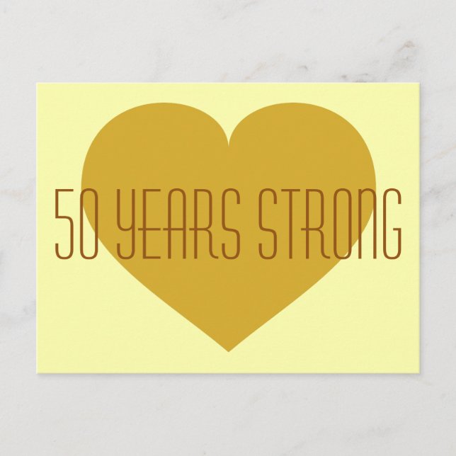 50 Jahre Starkes solides goldenes Herz Postkarte (Vorderseite)