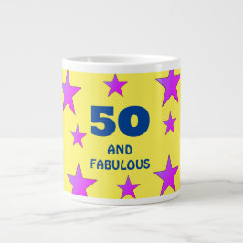 50 Jahre und fabelhafte Gelbe Sterne Geburtstag Jumbo-Tasse
