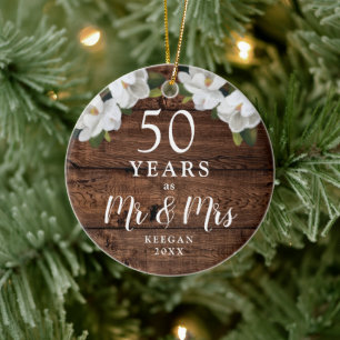 50 Jahre Verheiratetes Personalisiertes Goldenes J Keramik Ornament