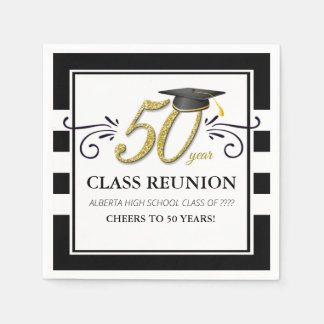 50 Jahre Wiedersehen Napkins - Schwarz und Gold Serviette