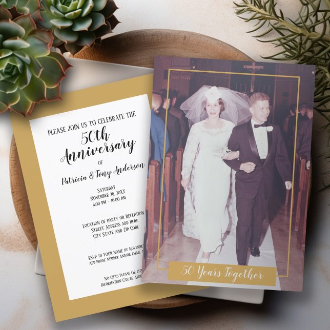 50 Jahre zusammen 50 Jahre Hochzeit und Foto Einladung (Wedding anniversary invitation)