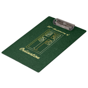 50. Jahrestag der Ordination grünes Ledersehen Klemmbrett