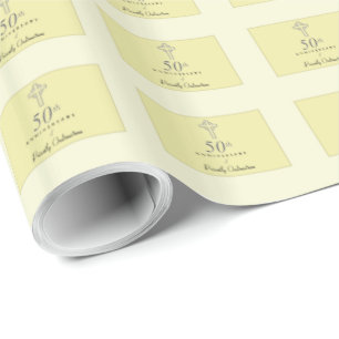 50. Jahrestag des Priesters mit prägeartigem Kreu Geschenkpapier