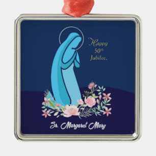 50. Jahrestag des religiösen Lebens Nun Pink Blume Ornament Aus Metall