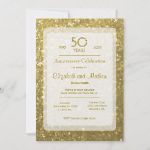 50. Jahrestag   Gold-Glitzer Einladung