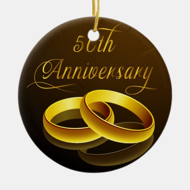 50. Jahrestag | Gold Script Keramik Ornament (Vorne)