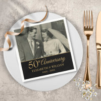 50. Jahrestag Hochzeit Foto Elegant Gold Black