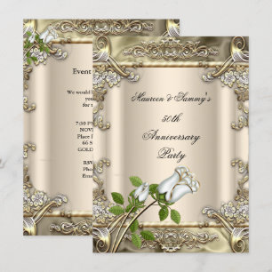 50. Jahrestag Hochzeit Rose Gold Beige Einladung