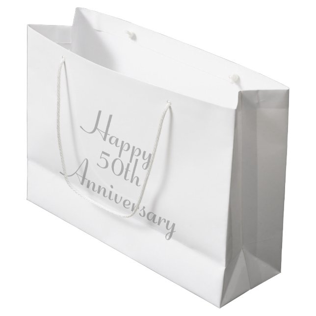 50. Jahrestag Silver Text Template Geschenktasche Große Geschenktüte (Vorderseite Schrägansicht)