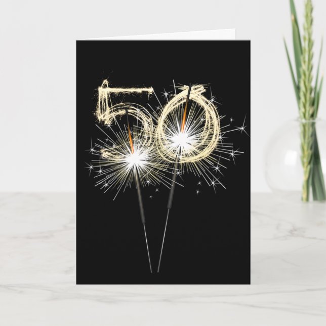 50. Jahrestag Sparklers auf schwarz Karte (Vorderseite)
