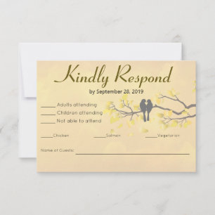 50. Jahrestags-Liebe-Vögel RSVP Karte
