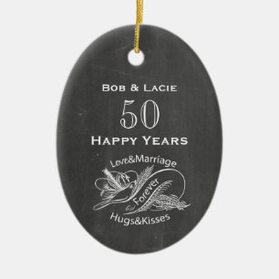 50. Jahrestags-Vintage Tafel personalisiert Keramik Ornament
