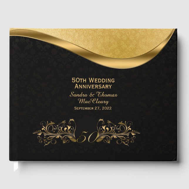50-jährige Black and Gold Gästebuch (Vorderseite)
