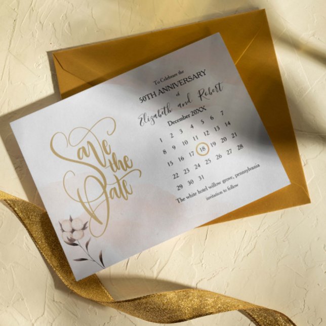 50-jähriges Blumengoldjahr Save the Date Ankündigungspostkarte (Von Creator hochgeladen)