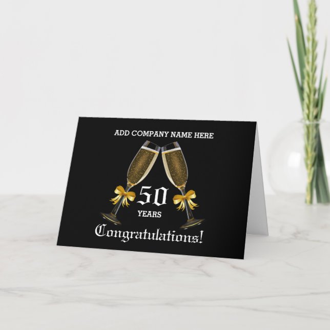 50-jähriges Business - Champagnerbrille Karte (Vorderseite)