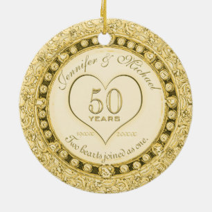 50-jähriges Gold Keramik Ornament