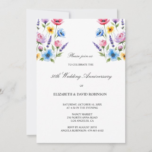 50-jähriges Jubiläum der Wasserfarbe Einladung (Vorderseite)