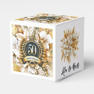 50-jähriges Jubiläum von White and Gold Floral Geschenkschachtel