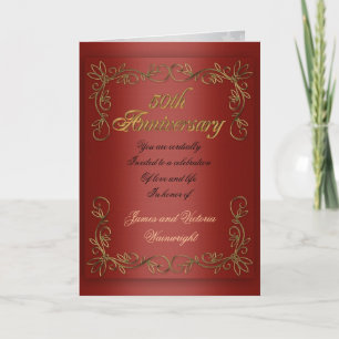 50-jähriges Party für Eltern Red Satin Look Einladung