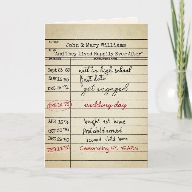 50-jähriges Retro Library Card Karte (Vorderseite)