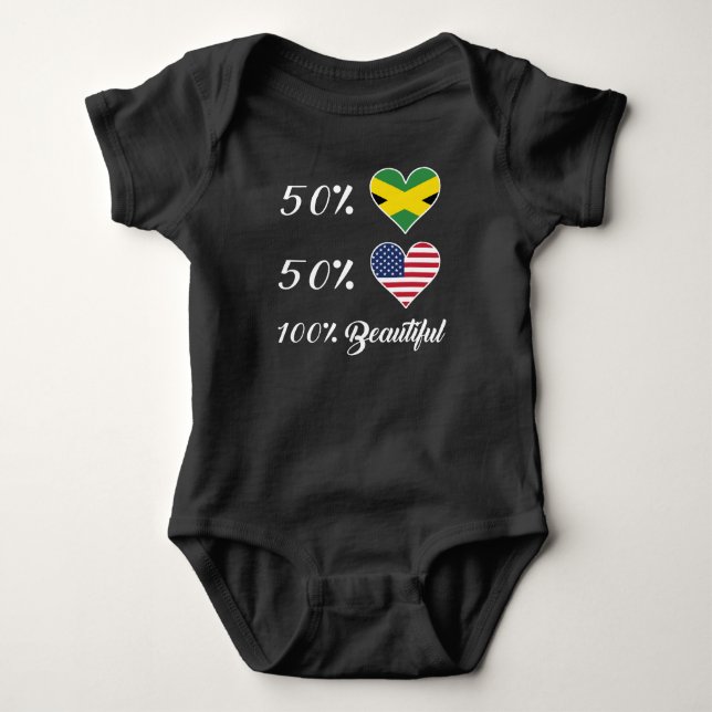50% jamaikanischer 50% Amerikaner 100% schön Baby Strampler (Vorderseite)