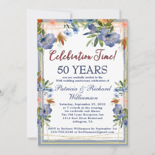50. (Jedes Jahr) Chic Florale Hochzeitsjubiläum Einladung