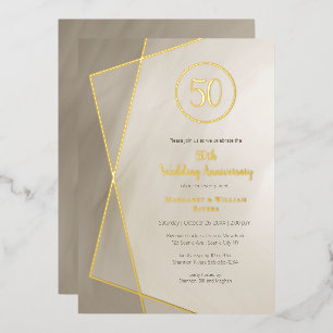 50. Jubiläum Antique Gray mit Gold Folieneinladung