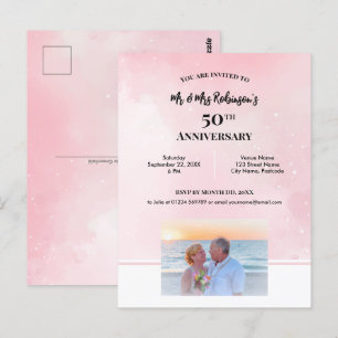 50. Jubiläum benutzerdefiniertes Foto Sternenrosa  Postkarte