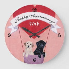 50. Jubiläum Black & Yellow Labradors Große Wanduhr