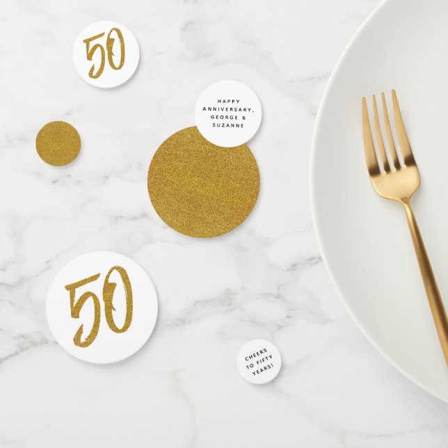 50. Jubiläum Brauch aus Weiß und Gold Konfetti (Gruppe)