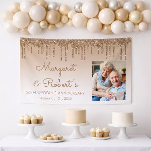 50. Jubiläum Custom Foto Gold Glitter Drip Banner