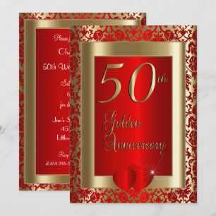 50. Jubiläum der goldenen und roten Hochzeit DIY Einladung