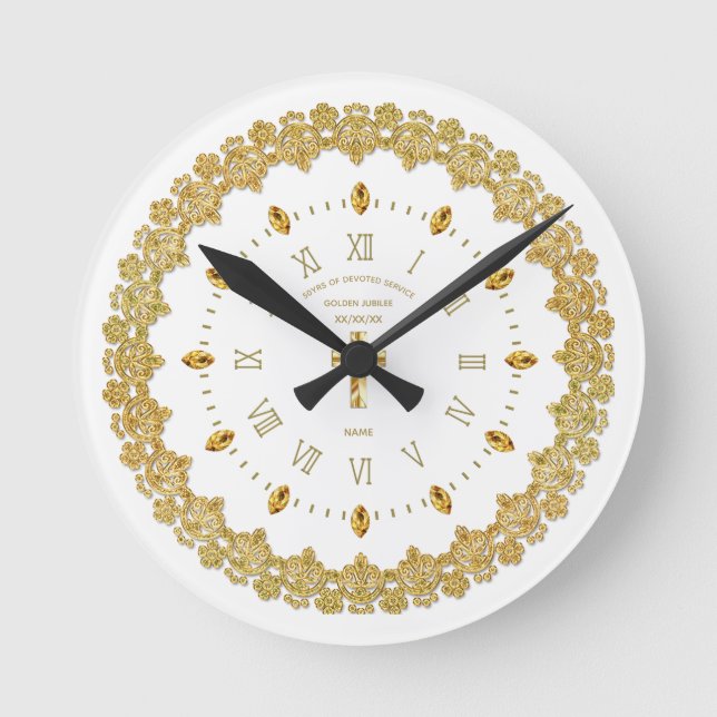 50. Jubiläum des 50. Jubiläums Runde Wanduhr (Vorderseite)
