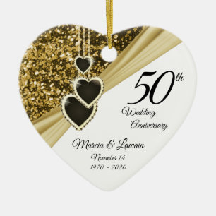 50. Jubiläum des Goldenen Glitzer - Drucken Sie be Keramik Ornament