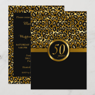 50. Jubiläum des Goldenen Jahres Leopard-Muster Einladung