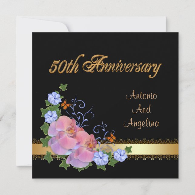 50. Jubiläum Dinner Einladung Orchideen (Vorderseite)