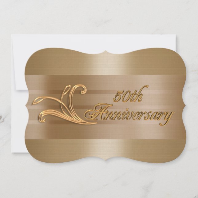 50. Jubiläum Einladung elegantes Gold (Vorderseite)
