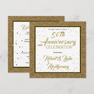 50. Jubiläum Elegant Gold Einladung
